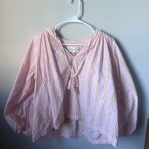 Daughters of India Pink Striped Blouse